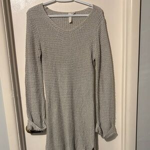 Echo Women's Light Gray Waffle Knit Long-Sleeve Dress